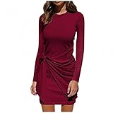 Damen Herbst Winter Elegant Bodycon Pullover Strickpullover Sweater Jumper Pulli Oversize Kleid A-Line Strickkleider Langarm Pulloverkleid Warm Kleider Longpullover Enges Minikleid Mit Gü