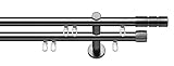 tilldekor Innenlauf Gardinenstange Alicante, 2-Lauf, Edelstahl Optik, Ø 20 mm, 240 cm, inkl. Trägern und G