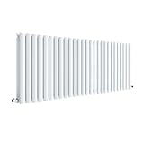 Nuie HL342D Revive Modern Home Wandhalterung, horizontaler Doppelpaneel-Heizkörper, 600 mm x 1572 mm x 78 mm, Hochglanz, weiß, g