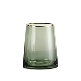 PUCHIKA Vase Glas Blumenvase, Modern Vase für Zuhause und Hochzeit, Grün Tischvase für Pflanzen, Tischdeko, Höhe 16cm, Ø13.5