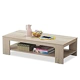 COSTWAY Couchtisch mit Regal, Sofatisch aus Holz, Wohnzimmertisch Beistelltisch für Wohnzimmer Balkon Flur, Kaffeetisch S