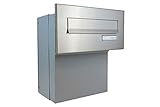 F-046 Edelstahl Mauerdurchwurf Briefkasten mit Namensschild (Tiefe: 19-27 cm) - LETTERBOX24