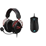 HyperX HX-HSCA-RD Cloud Alpha - Gaming Kopfhörer mit In-Line Audio Control & Corsair Sabre RGB PRO Champion Series Gaming-Maus (Ergonomische Form und wettbewerbsorientiertes, Ultraleicht 74g) Schw