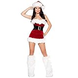 Lazzboy Weihnachten Kostüm Damen Ball Party Kleid Cosplay Kostüme Anzug Weihnachtsuniform Santa Claus Mit Kapuze Aus Rotem Samt Kleidungscode Rot Weihnachtsmotiven (L,Rot)