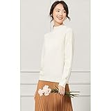 HEZHANG Frauen Rollkragenpullover Strick-Pullover Dicke Tops Hemd Ripper Jumper Langarm Warm/White/X