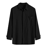 Turndown-Cardigan für Herren, solides, langärmliges, geknöpftes Hemd aus Baumwolle und leinen 2413 t-Shirt, blau Since männer anthrazit Fan-Merch, Filme Popeline Hemd unifarben modern fit mü