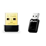 TP-Link Archer T2U Nano AC600 USB WLAN Stick Adapter (433MBit/s 5GHz, 200MBit/s 2,4GHz 802.11ac/n) schwarz/Gold & TL-WN823N WLAN USB Stick (300Mbit/s 2,4 GHz, Mini Größe Adapter)