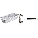 Weber 6498 Alu-Tropfschalen 13x28x6,3 cm, 10 Stück, Einwegschalen, Fettauffangschalen & Amazon Basics - Grillbürste, dreieckig, 30,5 