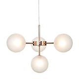 ZAKRLYB Mid-Century Sputnik Mattglas-Kugel-Leuchter-Modern Kitchen Island Deckenpendelleuchte mit 4 LED G4 Leuchten Lampen-Schlafzimmer-Studie hängend Beleuchtung (Color : Rose gold)