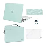 MOSISO Hülle Schutzhülle Kompatibel mit MacBook Air 13 2020 2019 2018 A2337 M1 A2179 A1932, Plastik Hartschale Koffer & Aktentasche & Tastaturschutz & Displayschutz & Webcam Cover,Minz Grü