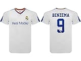 Roger's Fußballtrikot Karim Benzema Saison 2021 2022 Weißes Trikot Nummer 9 Erstes Trikot Offizielle Replik Lizenzierte Replica Erwachsene und Kinder Größ