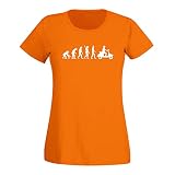 T-Shirt Evolution Mofa Roller Vespa Scooter Motorroller 15 Farben Damen XS - 3XL Moped Lambretta Mokick-Roller Cityflitzer Tuning Custom, Größe:M, Farbe:orange - Logo W