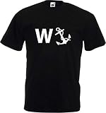 Schwarz W-Anker Anker T-Shirt Top GRÖSSEN S-XXL Neuheit Lustiges Geschenk - Schwarz, L