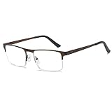 KoKoBin Herren Halbbrille aus Metallrahmen Anti-Blaulicht Lesebrille Computer Metallfederscharnier Lesebrillen(Braun，+1.5)