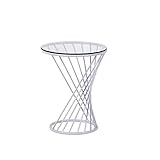 GYQYYGZ Couchtisch Runder Couchtisch Beistelltisch Transparent Glas Spiral Base Design Perfekte Dekoration (Gold) Wohnzimmertisch (Color : White, Size : M)