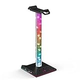 Pkfinrd Kopfhörer-Stand-Gaming-Kopfhörer-Halter dual USB Häfen RGB Luminous Touch Control Headset-Aufhänger for Gaming-Kopfhörer (Color : Black, Size : One Size)