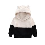 (2-7 Jahre) Kinder-Kapuzenpullover FüR Jungen Und MäDchen Fleece Winter Pulloversweathirt PlüSch Hoodie Warmer Lammsamt Tops Farbblockierender Niedlicher Baby Oberteil Unisex (90-130 Yards)