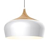 Tomons Pendelleuchte Holzimitat rustikal mit Nylon-ummantelten Netzkabel, E27, max. 60W Glühbirne oder 12W LED-Lampe, für Esszimmer, Wohnzimmer, Arbeitszimmer - PL1001