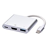 ENLESAITI USB C auf HDMI Adapter 4K, Multiport Typ C Adapter mit USB 3.0 + USB C Ladeanschluss Digital Konverter USB C Hub kompatibel mit MacBook Air/Chromebook Pixel/Dell XPS13/15