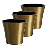 DecoPots - 3er Pack - 5.3 Zoll - Selbstbewässernder Pflanztopf - Indoor Blumentopf für alle Zimmerpflanzen, Blumen, Kräuter (Durchmesser 13.5cm, Gold/Schwarz)