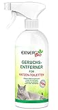 Exner Bio Geruchsentferner für Katzentoiletten - Mit Mikroorganismen gegen Flecken und Gerüche bei Katzenurin, 100% natürlich & schonend - 500 ml Sprü