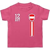 Fussball WM 2022 Fanartikel Baby - 12. Mann Österreich Fanshirt - 1/3 Monate - Pink - Fußball - BZ02 - Baby T-S