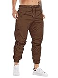 Cindeyar Herren Hosen Slim Fit Casual Jogger Sporthose Freizeithose Cargo Chino Jeans Hose (2XL, Braun 01)