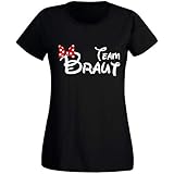 Shirt-Panda JGA T-Shirt Damen Team Braut Maus · Junggesellinnenabschied T Shirt · Viele Farben · Größen XS - XXL Schwarz - Team Braut XL