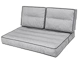 Palettenkissen-Set 1+2, Gartenkissen, Outdoorkissen. Freizeitkissen, Dekokissen, Kissen zum Kombinieren, Polster, 60 x 40 cm + 120 x 82 cm,