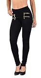 ESRA Damen High Waist Hose Stretch Skinny Damenhose High Waisted Hose bis Übergröße J189