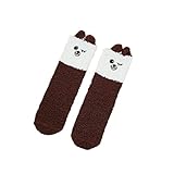 LFYYDS Damen Korallen Socken Flauschige Plüsch Kuschelsocken Verdicken Warme Haussocken Bodensocken für Frauen Bequem Weiche Plüschsocken Thermosocken Katzensocken Geburtstagsgeschenk für F