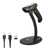 NETUM 2D Barcode Scanner Bluetooth, Wireless QR Code Scanner mit Halterung, 2D Imager mit 1800 mAh Akku, Bildschirm Scannen Unterstützt, NT-1228BL-WS