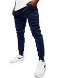 OZONEE Herren Jogginghose Hose Sport Trainingshose Sporthose Freizeithose Unifarbe Herrenhose Sweatpants Fitnesshose Sweathose Fußballhose Jogpants Joggpants JS/XW01 DUNKELBLAU M