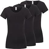 ONLY Damen T-Shirt 3er Pack Onllive Love Life Basic Tee Black XL