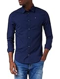 Tommy Jeans Herren Original Stretch Langarm Slim Fit Freizeithemd Blau (Black Iris 002) XX-Larg