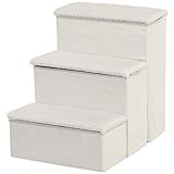 Pawhut Haustiertreppe Katzentreppe Hundetreppe Faltbar Tiertreppe mit Stauraum Weiß MDF 40 x 54 x 48