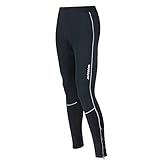 Airtracks Thermo Fahrradhose Lang Pro/Windstopper/Thermo Radhose/Radlerhose / 3D Coolmax Sitzpolster/Reflektoren/Zip -schwarz-Silber - XL