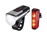 LED Fahrradlicht Set Fahrradbeleuchtung Set Aura 80 FL / Blaze Set LED akkubetrieben Schwarz StVZO zugelassenes, akkubetriebenes Vorderlicht und Rücklicht mit Bremsfunk