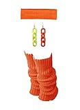 Damen Zopfstrick-Stulpen 80er Jahre Stricken Häkeln Erwachsene Lange Socken, Orange, Einheitsgröß