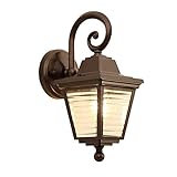 JWWC Retro Brown Outdoor Wandleuchte wasserdichte Außenbeleuchtung Kreative Innenhof Balkon Treppe Bronze Wandleuchte Antike Wandleuchte Mit Glas Lampenschirm Halterung L