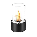 KAV Bio Ethanol Tischkamin Tragbare Zylinder Feuerstelle mit Glasrohr Indoor Outdoor Alkohol Brennstoff Schüssel Heizung für Haus, Garten, Balkon Dek