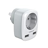 TESSAN Reisestecker Australien Adapter China Deutschland Stecker mit 2 USB 2.4A, Steckdosenadapter Reiseadapter Stromadapter für Neuseeland Argentinien Wand Ladegerät, Reiseadap