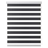 CDDUOLA Zebra-Rollo, UV-Schutz Weiches Garn Vorhang, Dual-Layer Lichtfilterung Rollo, Wohnzimmer Tag-und Nacht Fenstervorhänge, Anpassbar (Farbe : Grau, Größe : 80X140CM)
