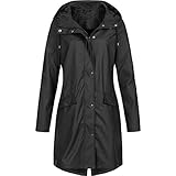 PWKNRD Damen Mantel Lang Regenjacke Mit Kapuze Wasserdicht Windbreaker Wetterfest Übergangsjacke Regenmantel Outdoor Jacke Winddicht Winterjacke Einfarbig Weich Steppjacke Kordelzug Outw