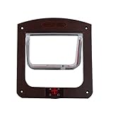 HNTKSM Haustiertür, Katzenklappe Hundetür Haustier Klappe Tür Kunststoff 4 Wege Sicherheitsschloss für kleine Hunde Katzen Gate Easy Installation Pet Zubehör (Color : Coffee, Size : 24x20x3cm)