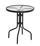 Metall Glastisch rund - 70x60 cm - Bistrotisch mit Glasplatte - Gartentisch Balkontisch Terrassentisch Tisch schw