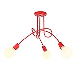 YYAN Vintage Eisen Deckenleuchten Kronleuchter 3/5 Sockel Beleuchtung Nordic Modern Home Wohnzimmer Schlafzimmer Deckenleuchte Light Fixtures (Body Color : Red1)