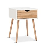 Meerveil Nachttisch, Beistelltisch mit Schublade, Skandinavischer Stil, Geeignet für Wohnzimmer, Schlafzimmer, 40 * 40 * 56 cm, Weiße E