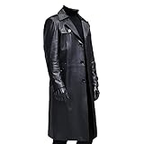 A1-Brave Lederjacke Herren, Schwarzer wasserdichter Leder Blazer Männer Langarm Retal Gürtel Herbst Weiche Ledermäntel for Männer 5XL (Color : Schwarz, Size : 5XL)