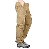 Yesunpxs Herren Weit Geschnittene Herrenhose Mit Großen Taschen Lang und Leicht Arbeitshose Hosen mit Seitentaschen Freizeithose Arbeit Kampf Ripstop Trekkinghose Military Tactical Pants L